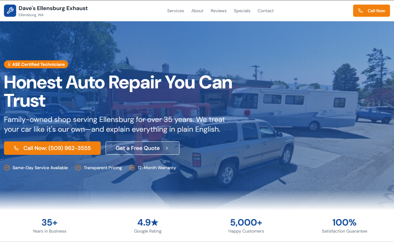 Dave's Ellensburg Auto website preview