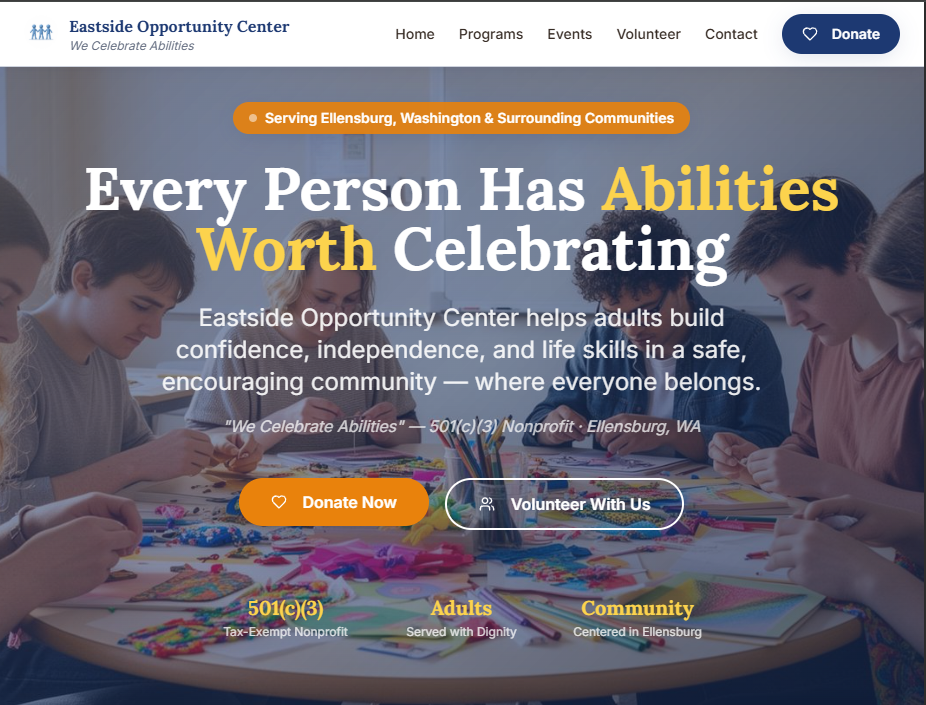 Eastside Opportunity Center website preview