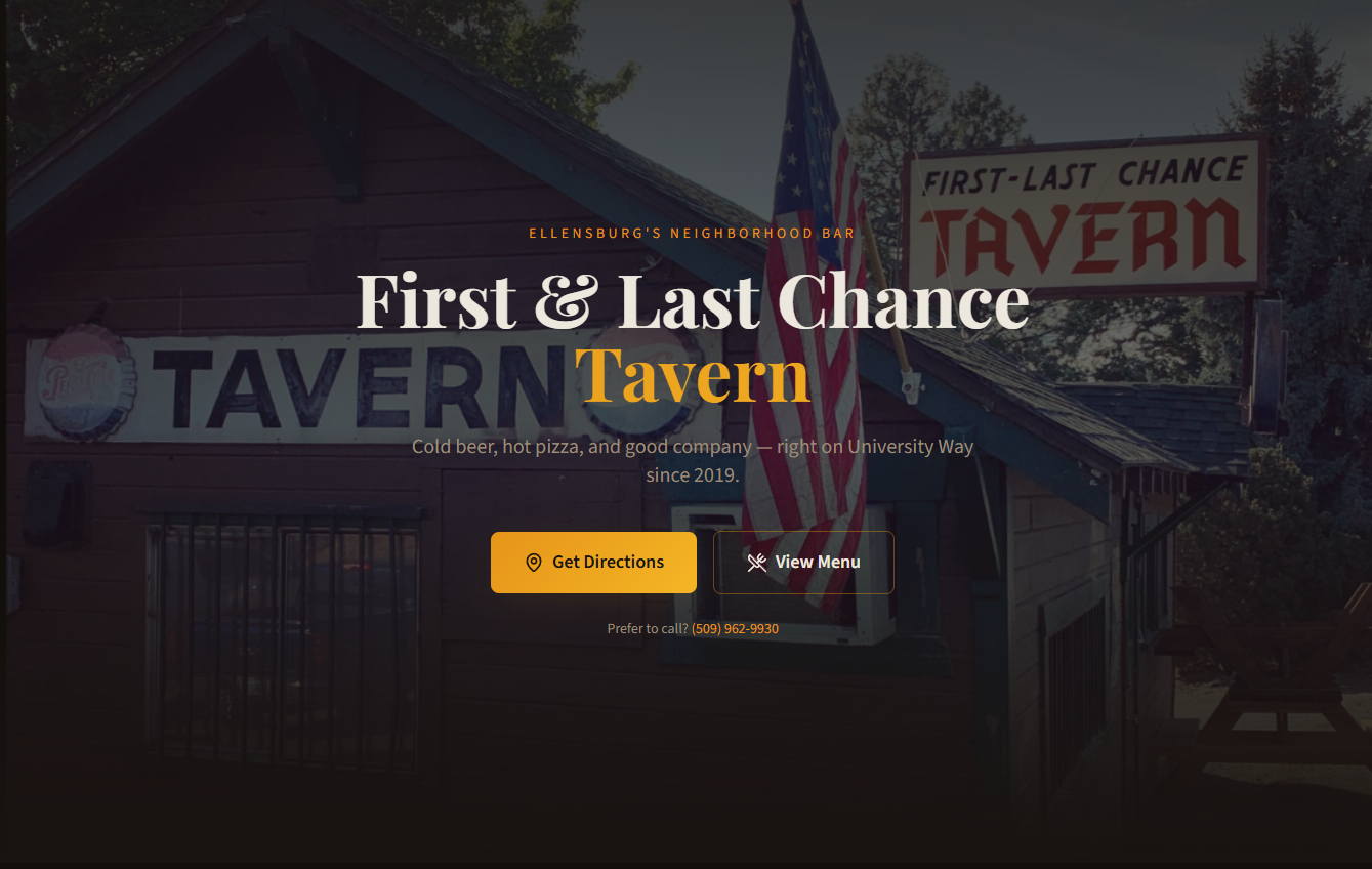 First & Last Chance Tavern website preview