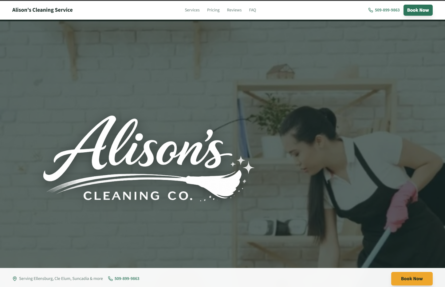Alison's Cleaning Co. website preview